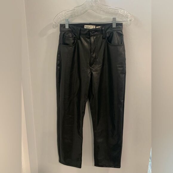 Abercrombie & Fitch Pants - Abercrombie & Fitch Black Straight Ankle Leg faux pant with Sleek Finish